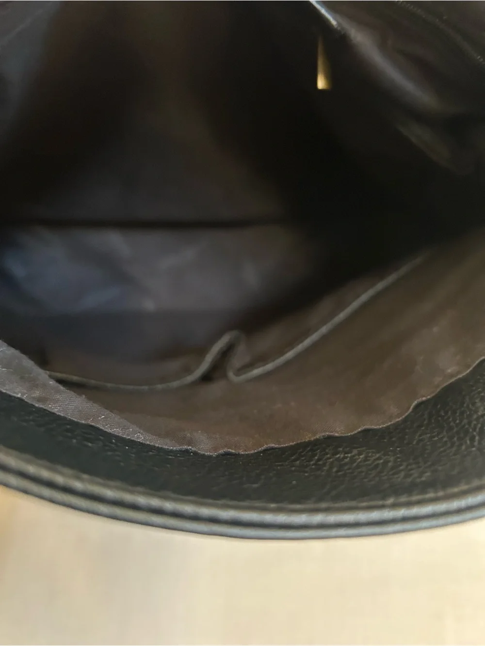 Darcy Marks Black Texture Leather Backpack with Gold Buckle